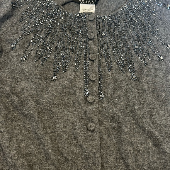 Nougat London cashmere angora wool blend beaded button down cardigan sweater S - Picture 4 of 8